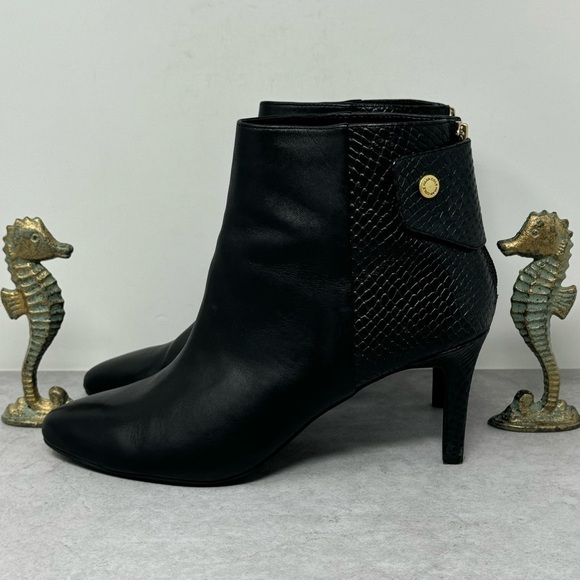 Cole Haan Shoes - Cole Haan Grand Os Claremont Black Smooth Embossed Leather Bootie Womens Sz 10 B